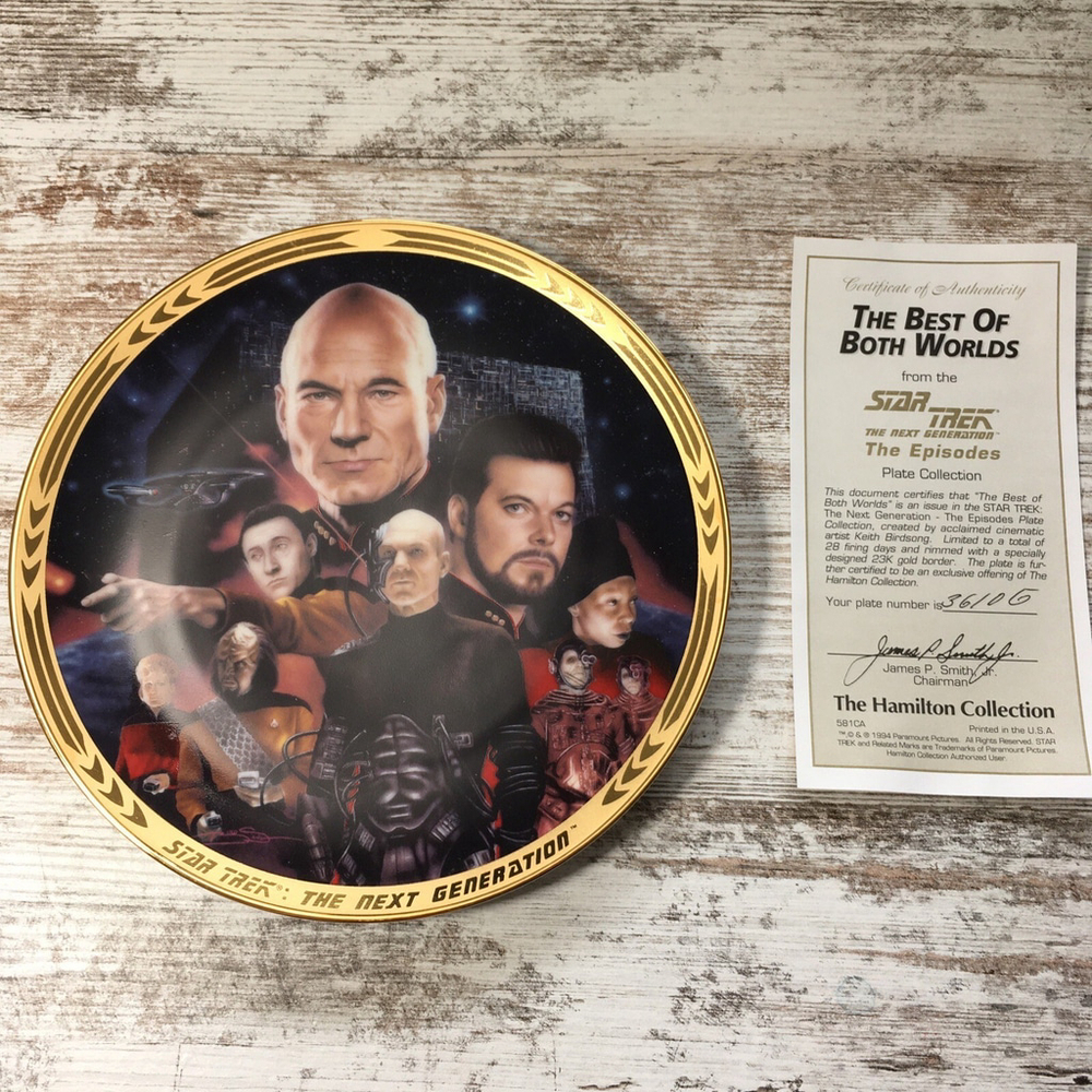 Star Trek TNG Best of Both Worlds Hamilton Plate 1994 COA Box